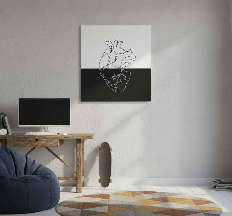 Poster habitación juvenil línea de corazón geométrica - TenVinilo