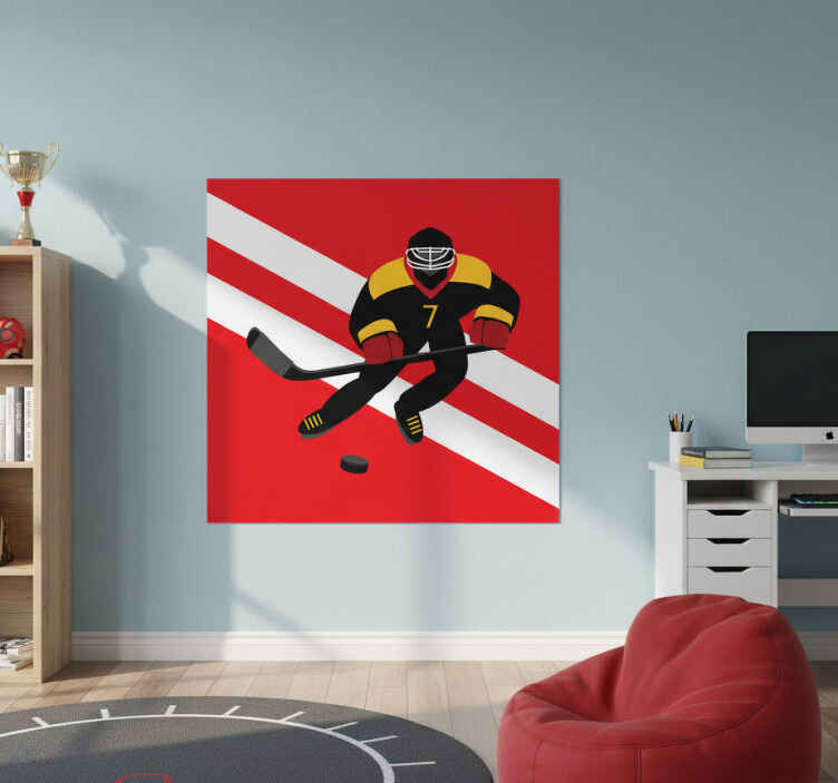 Poster habitación juvenil hockey sobre hielo rojo y amarillo - TenVinilo