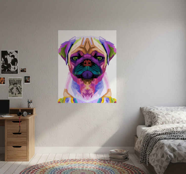Living room poster pop art pug - TenStickers