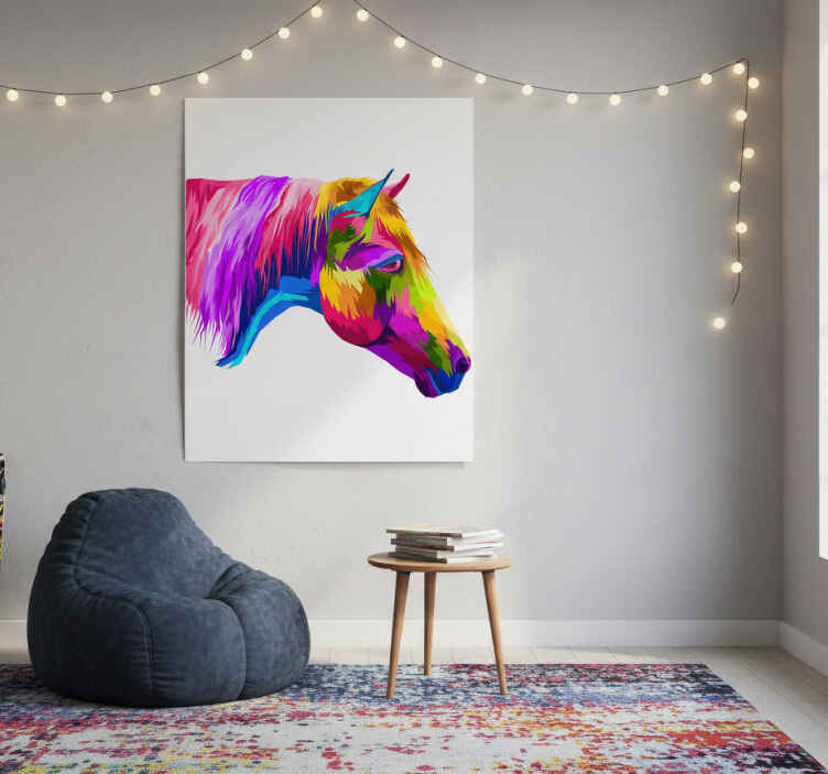 Living room poster colorful horses - TenStickers
