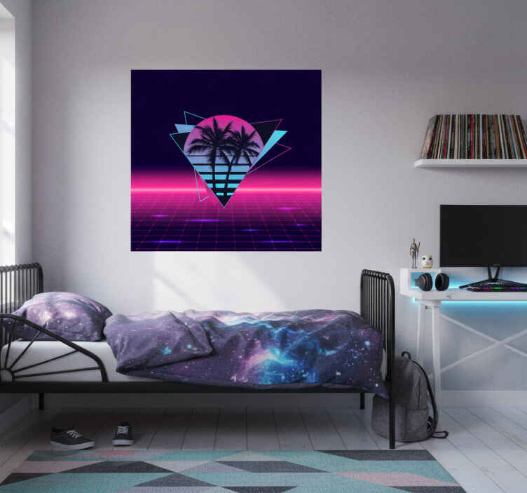 Poster pentru salon palmier stil vaporwave - TenStickers