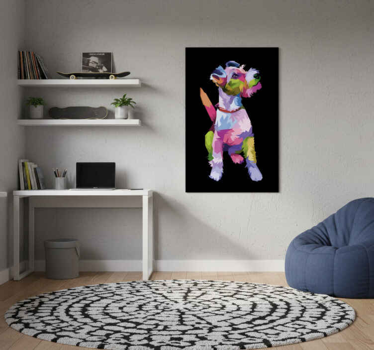 Poster pentru salon vulpe terrier geometrică - TenStickers