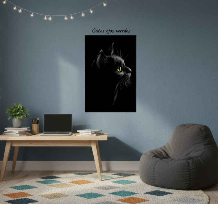 Living room poster green-eyed cats - TenStickers