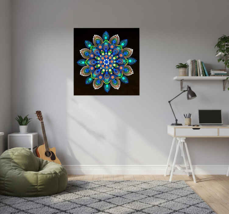 Poster pentru salon mandala puncte colorate - TenStickers