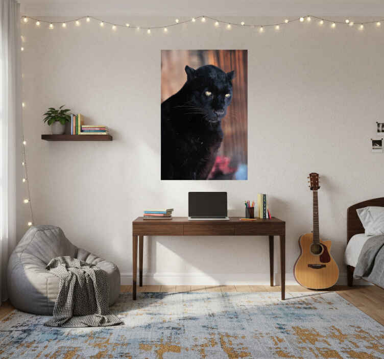 Living room poster leopard stalking - TenStickers