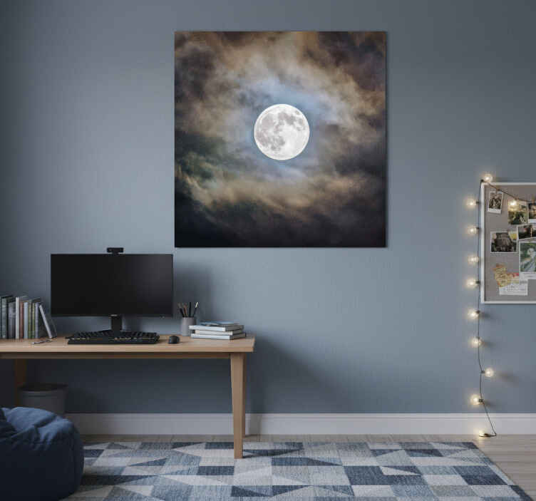 Living room poster full moon night art print - TenStickers
