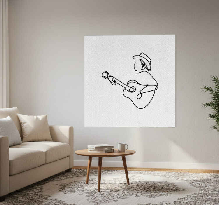 Poster pentru salon design minimalist chitarist drăguț - TenStickers