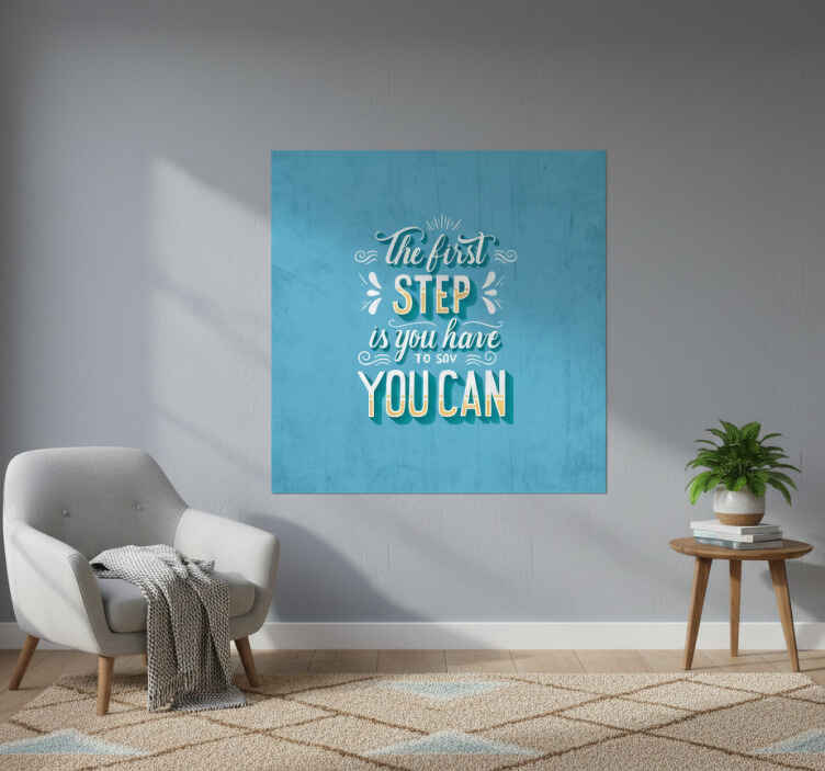 Living room poster take the first step - TenStickers