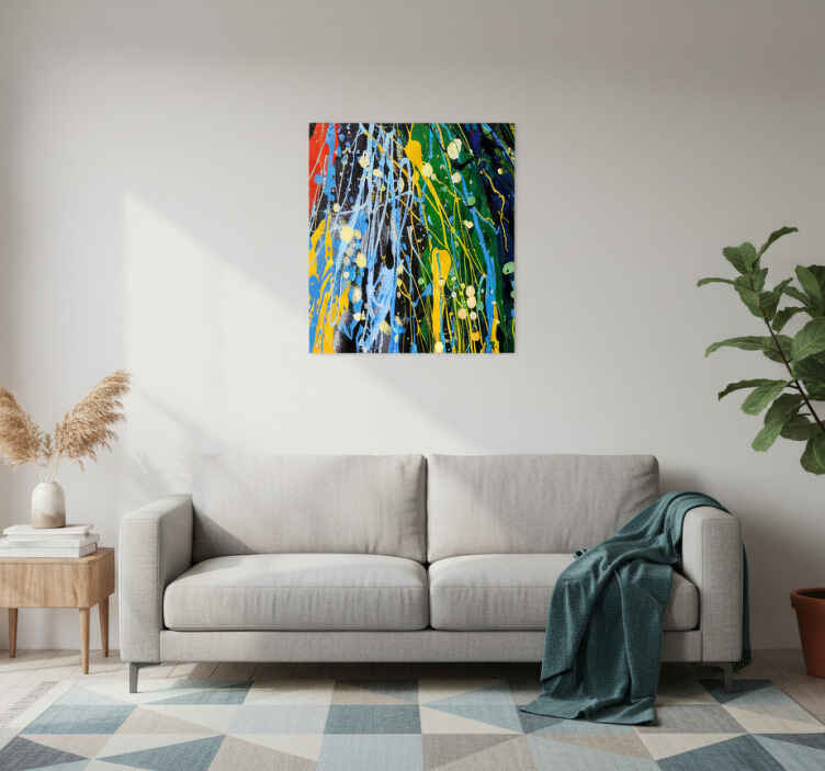 Living room poster art rainbow color splash - TenStickers