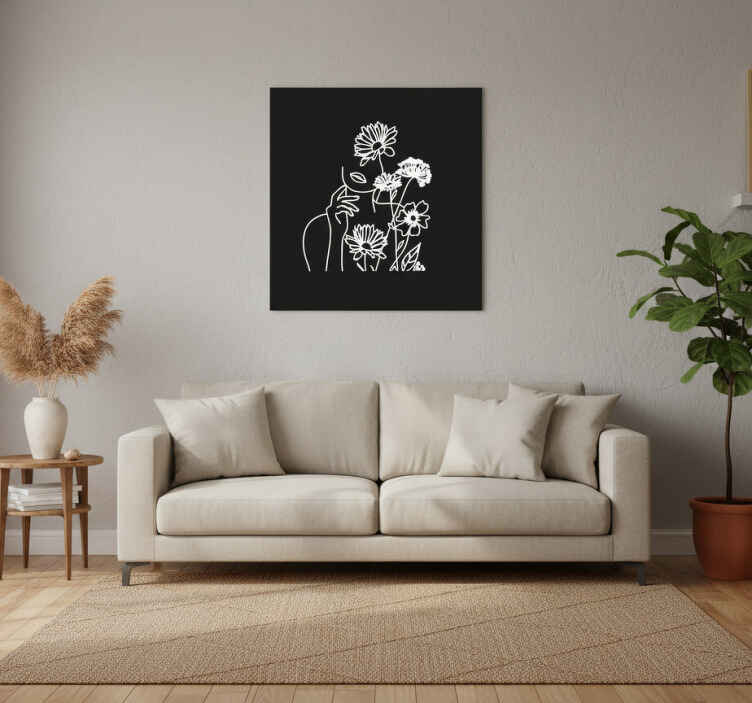Living room poster minimalistic floral design - TenStickers
