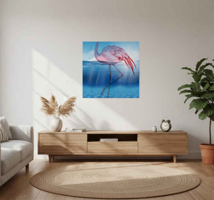 Living room poster of underwater flamingo design - TenStickers