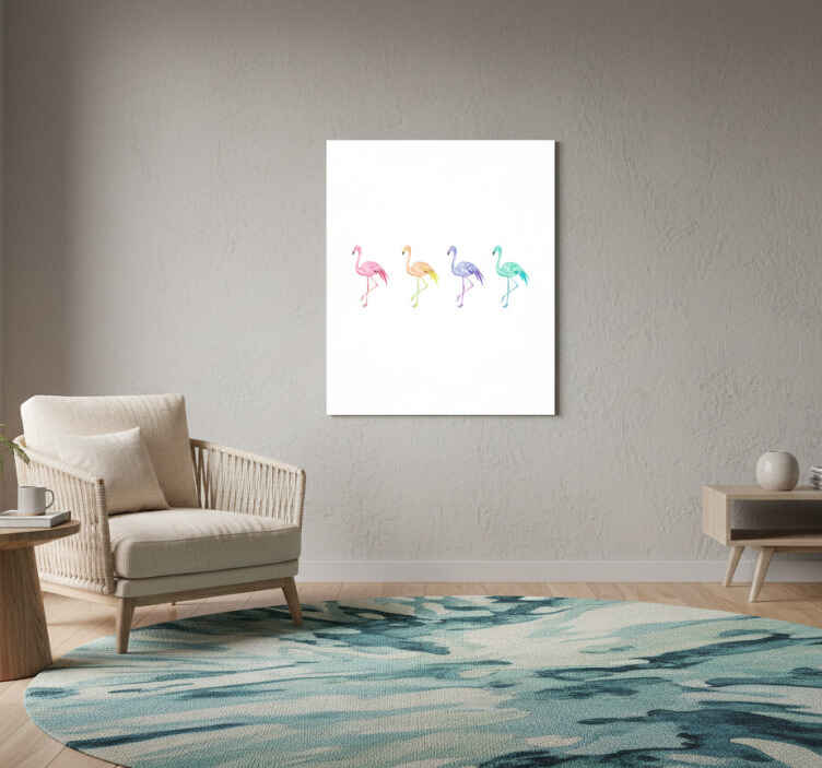 Living room poster colorful seamless flamingos - TenStickers