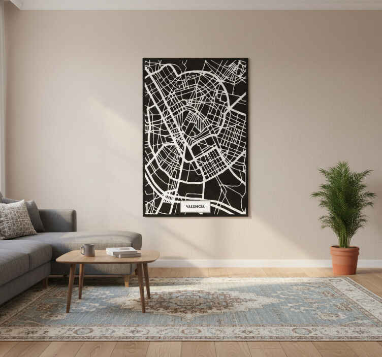 Living room poster topographic map of valencia - TenStickers