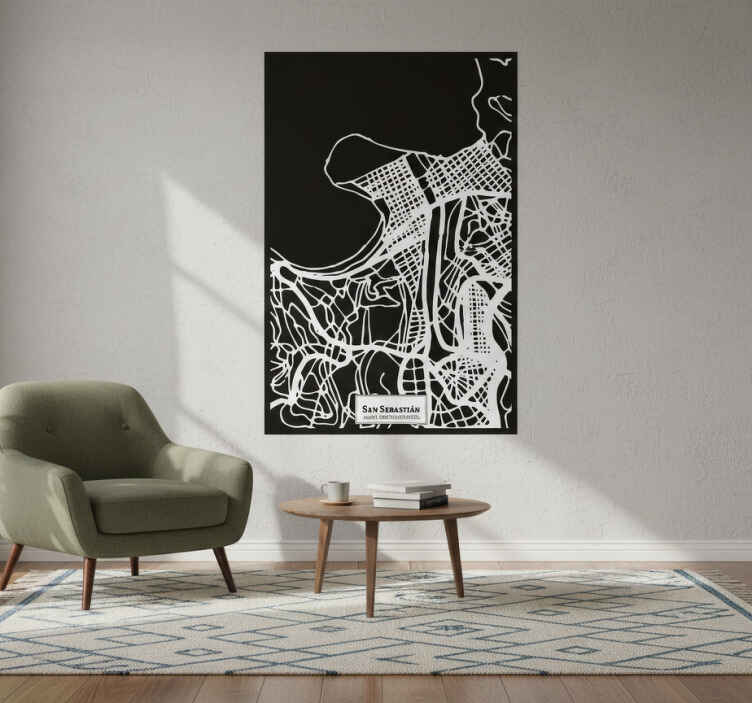Living room poster san sebastián topographic map - TenStickers