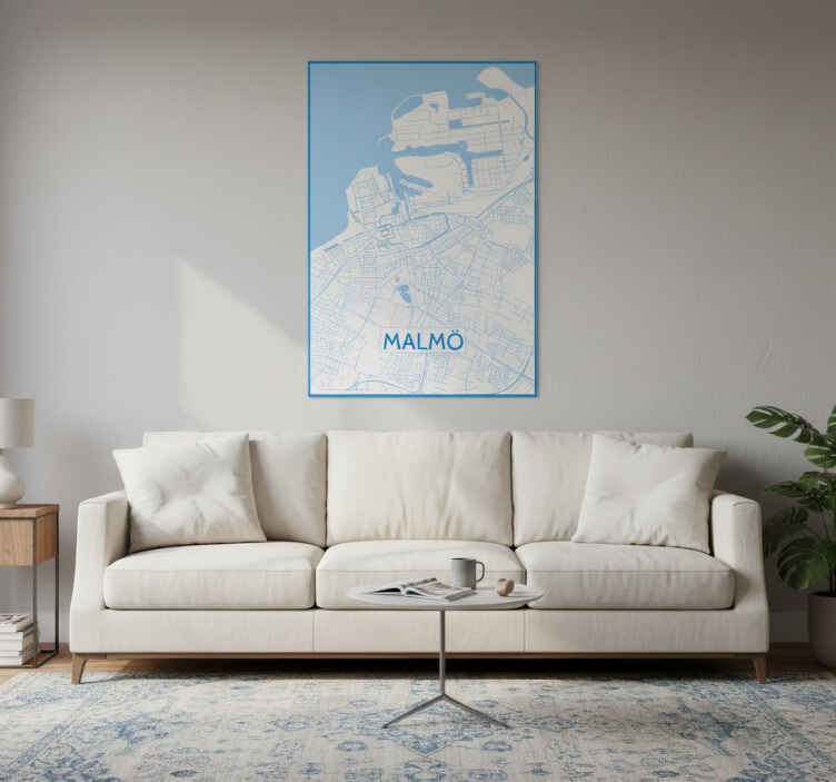 Living room poster map of malmo - TenStickers