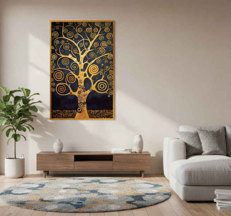 Living room poster abstract tree artwork - TenStickers