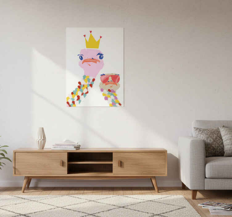 Living room poster colorful ostriches art design - TenStickers