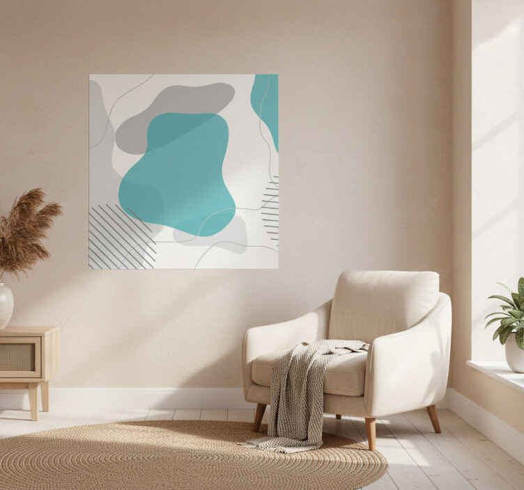 Living room poster in blue and green designs - TenStickers