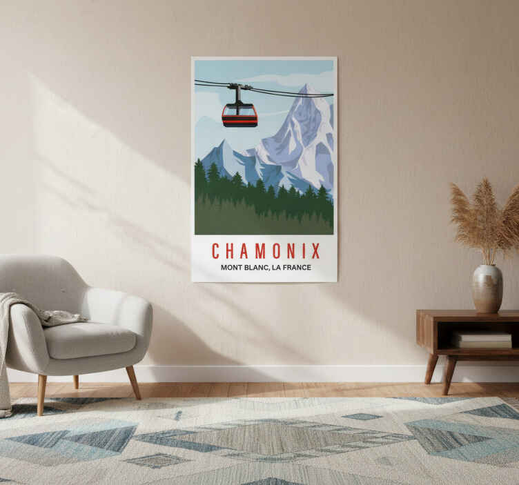 Living room poster chamonix mountain view - TenStickers