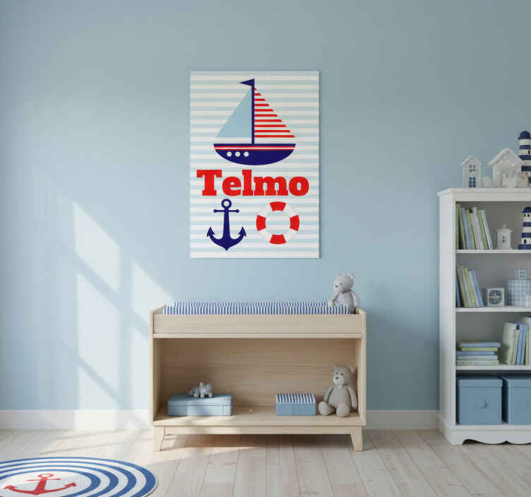 Nursery poster sailing boat with name - TenStickers