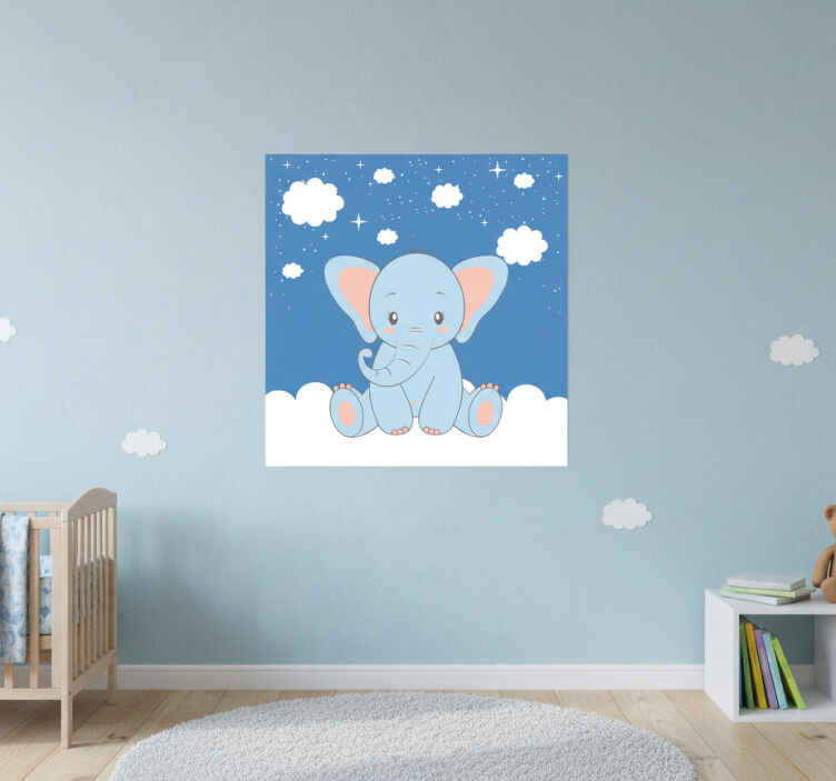 Nursery poster cute baby blue elephant cartoon - TenStickers