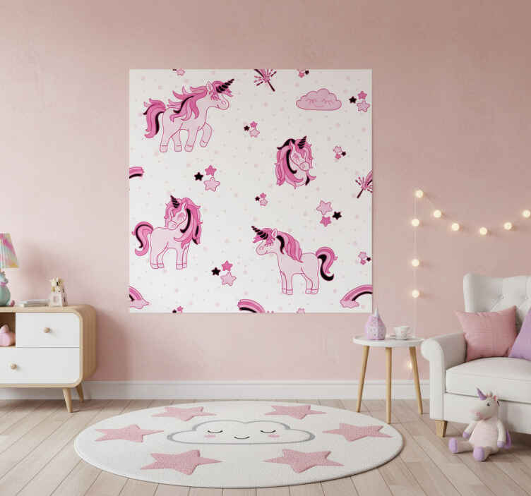 Nursery poster doodle style unicorn world - TenStickers
