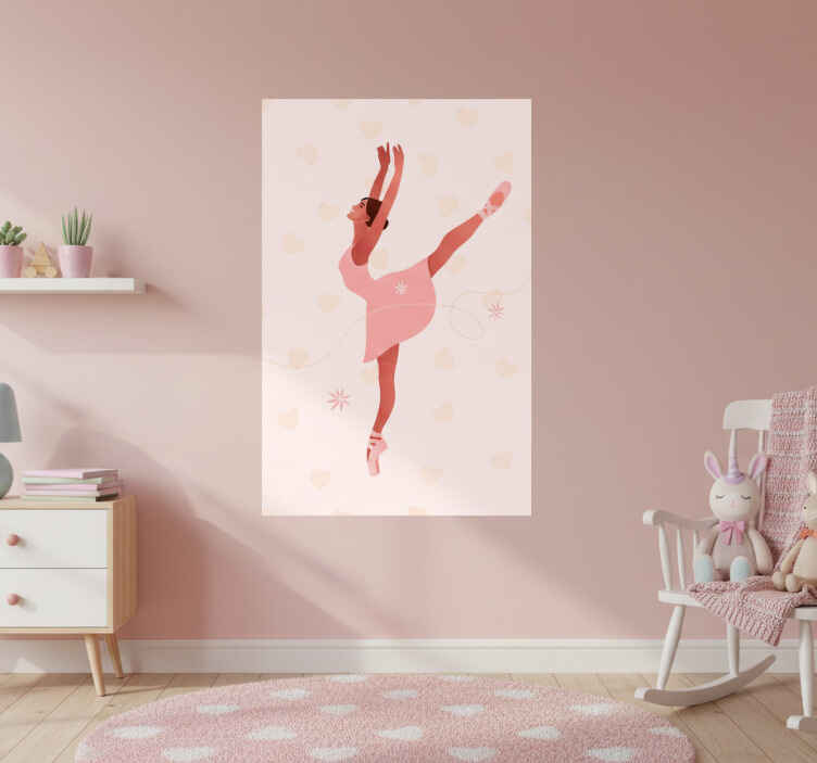Nursery poster ballerina with hearts - TenStickers