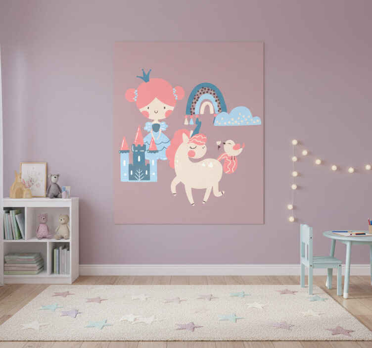 Nursery poster of pastel unicorns and princesses - TenStickers
