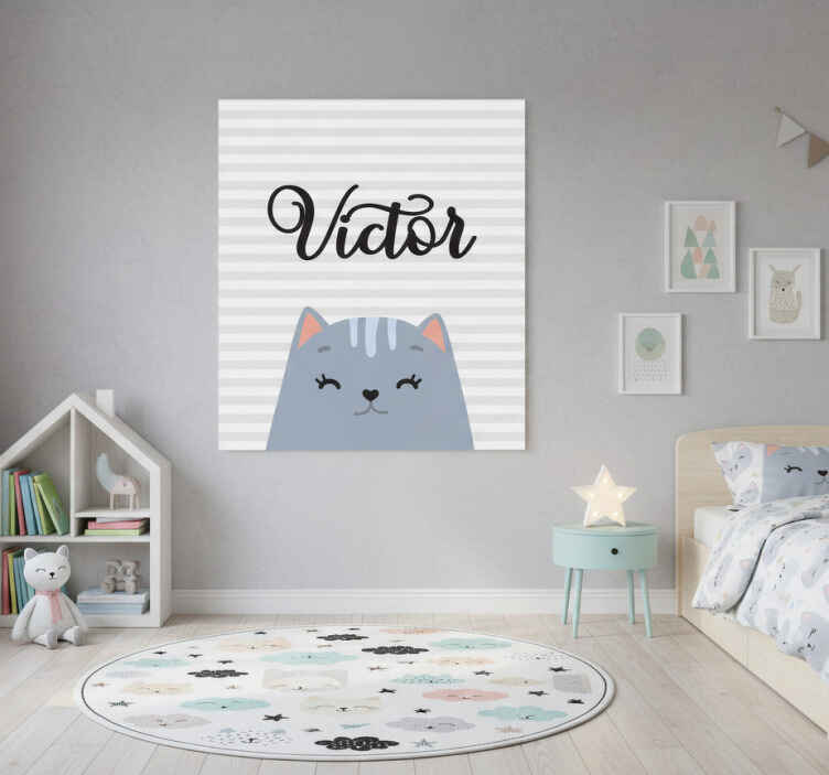 Nursery poster nordic cat personalized with name - TenStickers