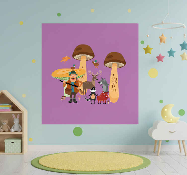 Nursery poster birds in mushroom forest - TenStickers
