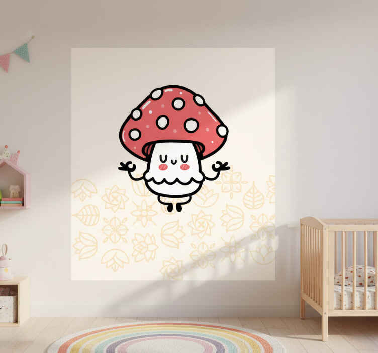 Nursery poster of a cute funny happy mushroom - TenStickers