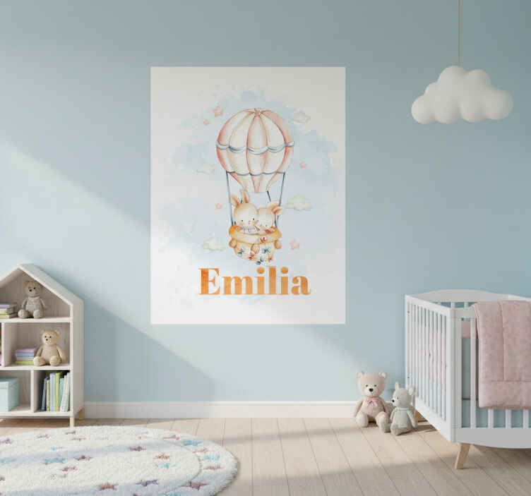 Nursery poster pastel balloon with cute animals - TenStickers