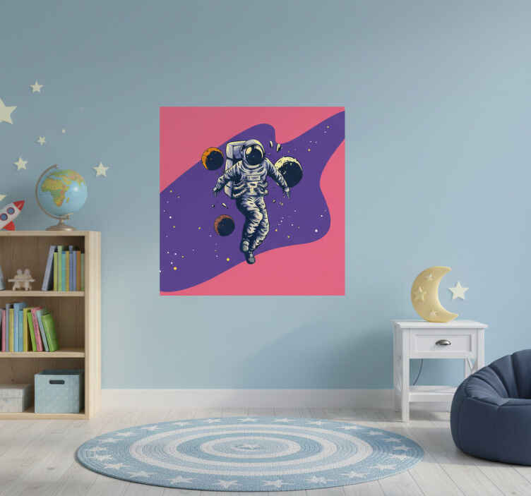 Nursery poster hand drawn astronaut flying style - TenStickers