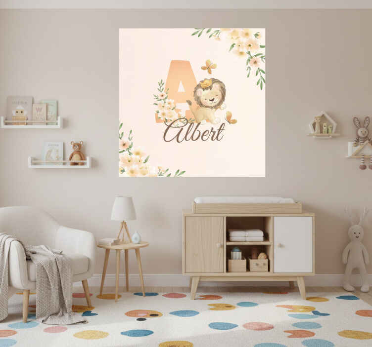 Nursery poster of cute animals lioness with name - TenStickers