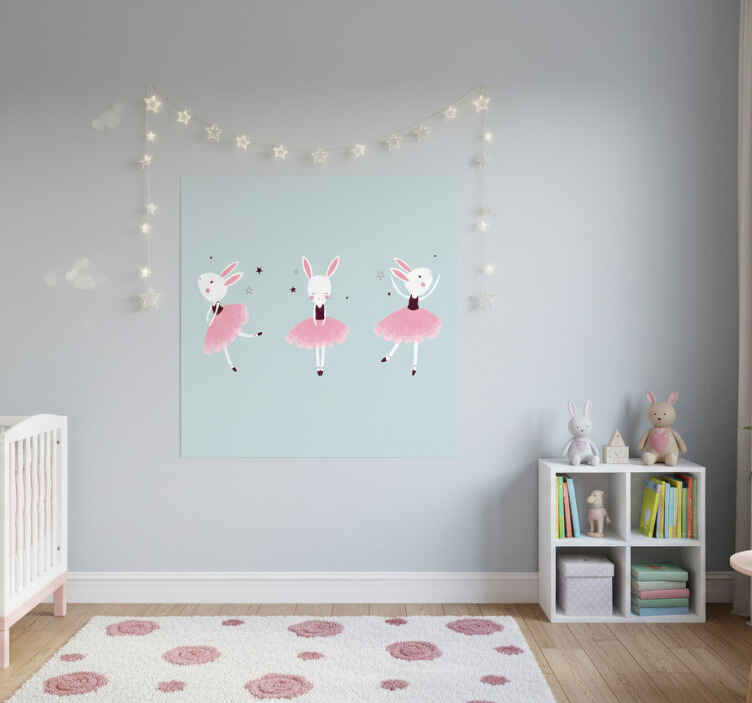 Nursery poster rabbit ballerina in roses - TenStickers