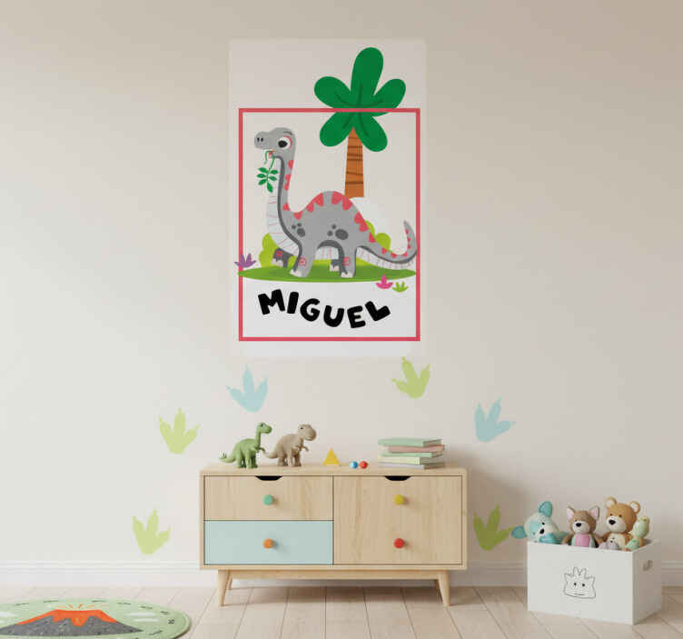 Nursery poster gray long neck dinosaur art - TenStickers