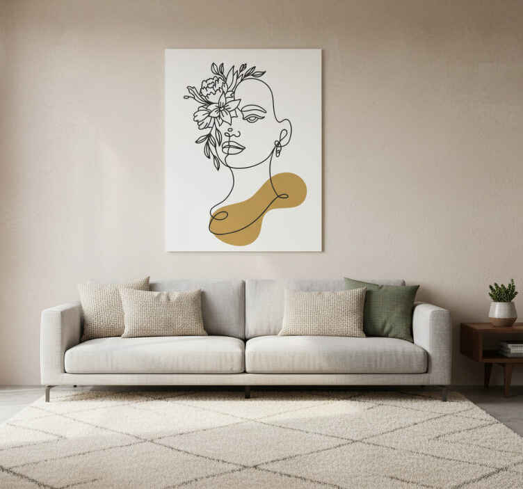 Flower poster abstract woman lines art print - TenStickers
