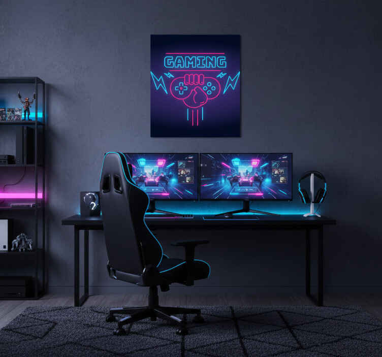 Video game poster featuring neon gaming logo - TenStickers