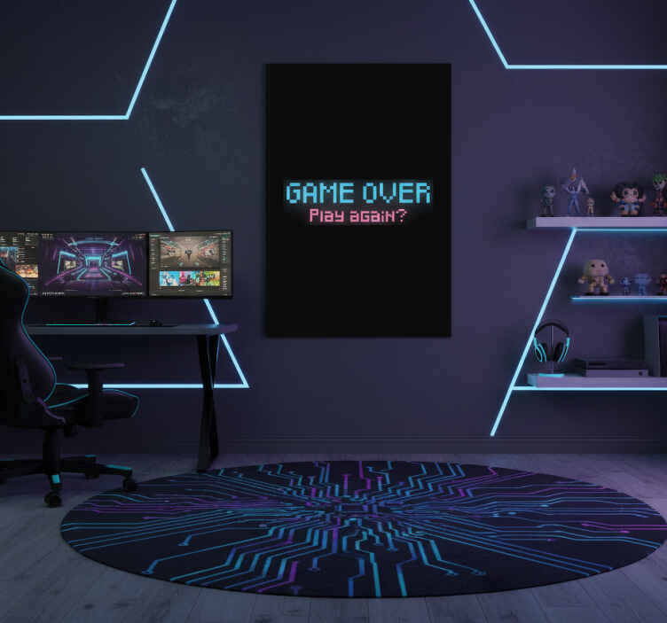 Poster videojuego game over juega de nuevo gráfico - TenVinilo