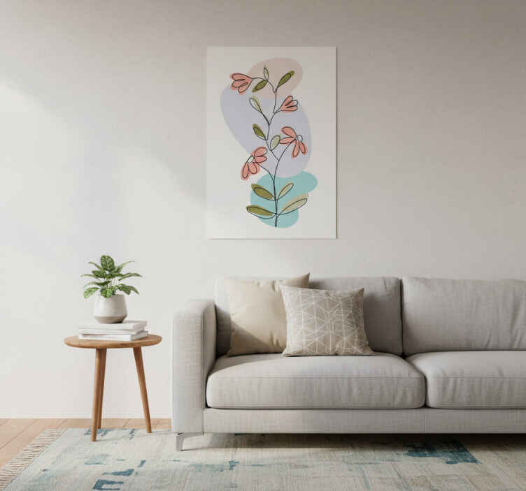 Flowers poster featuring minimalist daisy and rose design - TenStickers
