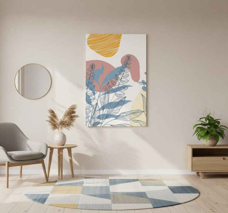 Flowers poster scandinavian style abstract leaves - TenStickers
