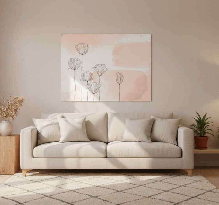 Flowers poster line art - TenStickers