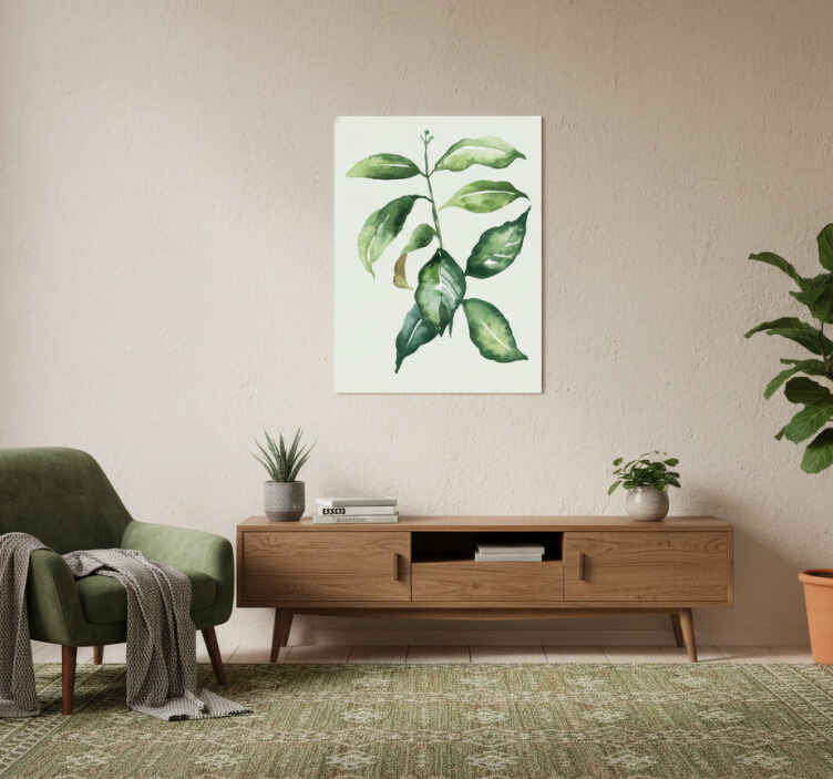 Flowers poster lime palm leaf print - TenStickers