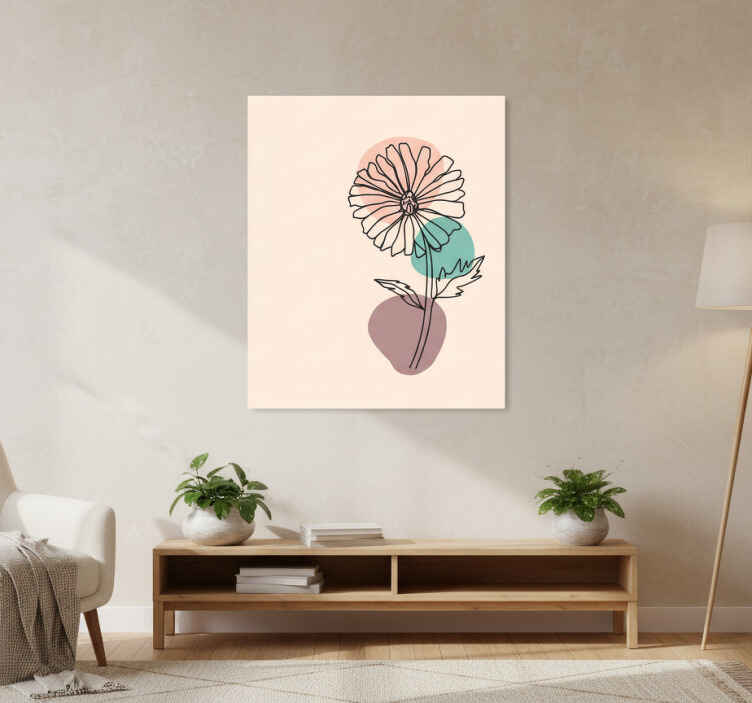 Daisy flower nature line art design plakat cvetja - TenStickers