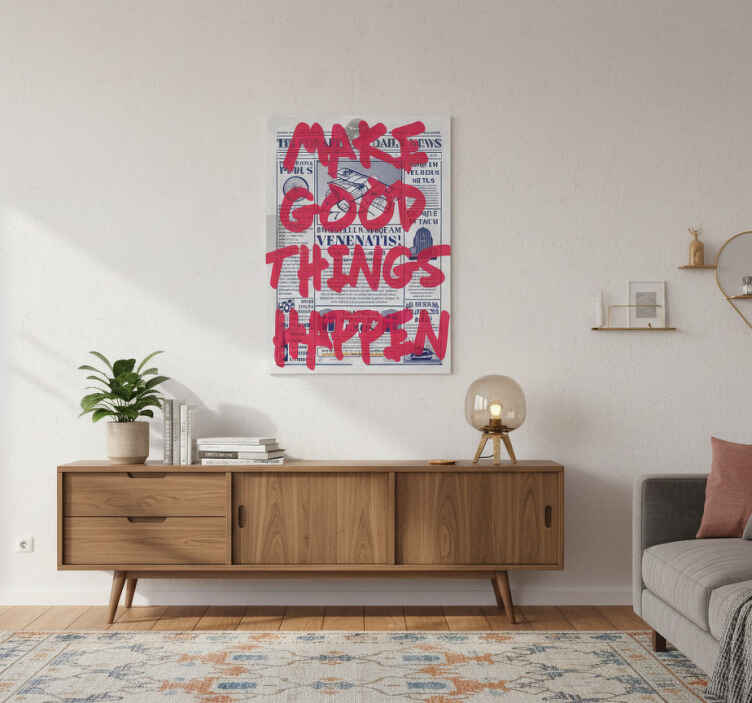 Poster de frases faça coisas boas acontecerem design retrô - TenStickers