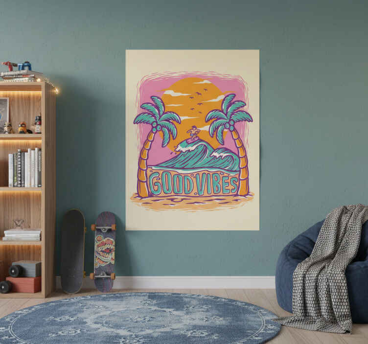 Poster ados vibes positives surf - TenStickers