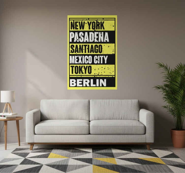Poster met tekst steden tekst overlay - TenStickers