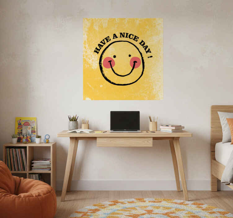 Poster habitación juvenil diseño carita sonriente - TenVinilo