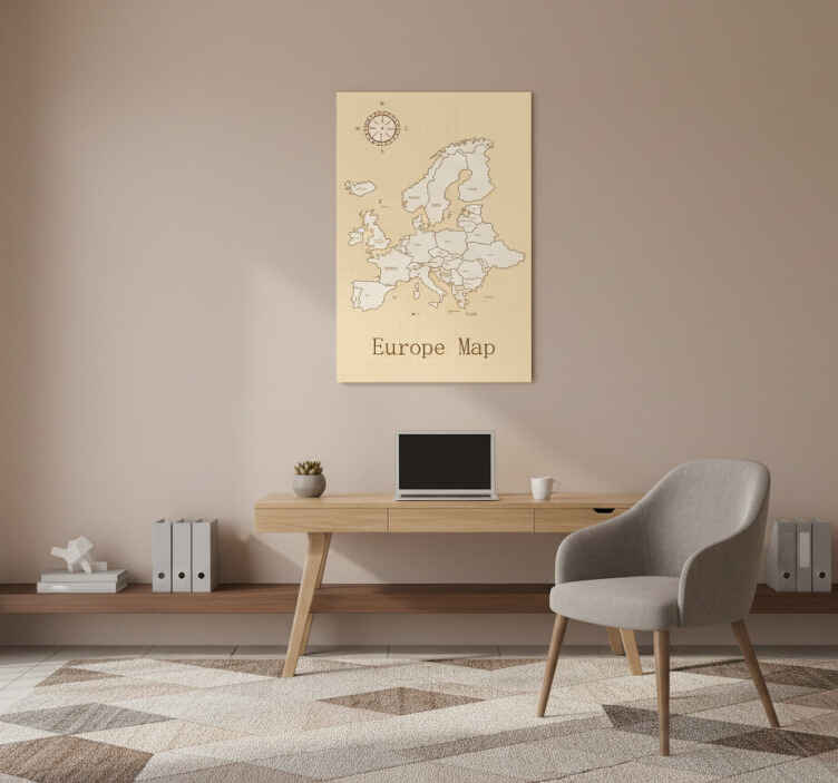 Poster harta lumii europa pe fundal bej - TenStickers
