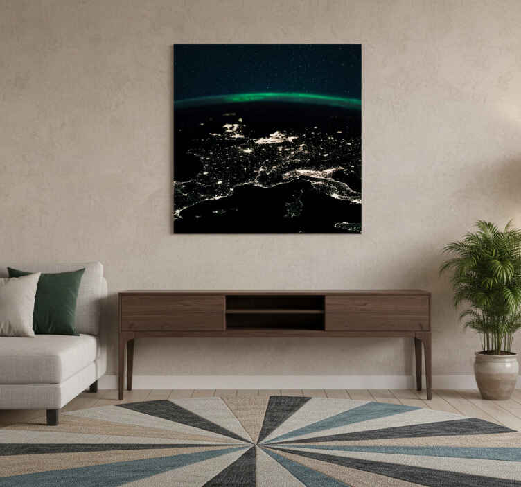 Poster harta lumii vedere aeriană nocturnă - TenStickers